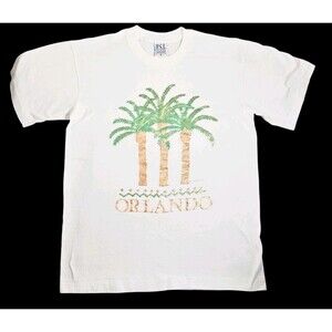 Vintage Orlando Florida T Shirt PSI Printed Sportswear Size M White Palm Trees